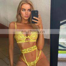 Lace See Through Lingerie With Steel Ring Gathered Push up Bra Sexy Bra and Panties Sets thumbnail-2