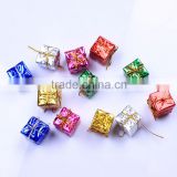12PCS per Pack Gift Box Merry Christmas Tree Ornaments 3cm color laser small gift bags