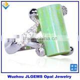 Fashion Style 925 Sterling Silver Rhodium Plating Lime Green Color Opal Stone Ring Opal Jewelry thumbnail-1