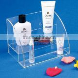 Popular countertop multi-tier perspex/acrylic skin care products display stand retai cosmetic display rack