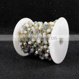$4/meter by Trade Assurance- Lavender White Chalcedony Gemstone Wire Wrapped Chain Roll Gold Roll Jewelry Chain-Free Shipping thumbnail-3