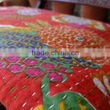 Tropical Kantha Quilt, Handmade cotton Quilt, Multicolor & Pattern bedspread