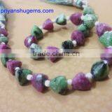Ruby Zoisite Faceted Trillion Shape Briolette Beads Straight Drilled AAA Grade Quality Natural Ruby Zoisite Gemstone thumbnail-4
