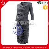 Custom Three Quarter Sleeve Plain Pregnant Women Maternity Dresses thumbnail-1