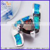 Custom Lab Created Blue Fire Opal Boulder Opal Pendant Necklace Pendant thumbnail-3