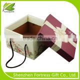 Flower print paper gift box and paper packing box, paper box with handle