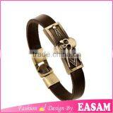 Simple Design Fashion Wrap Bracelets Leather Treaty Bracelet/skull Engraved Leather Bracelet thumbnail-1