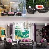 Newest wicker rattan bamboo outdoor garden sofa furniture (1.2mm alu frame powder coated,5cm thick cushion, waterproof fabric)