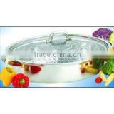 Stainless Steel Oval Roasters With Glass Lid