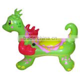 customised pvc inflatable dragon rider, promotional animal pool floating water toy