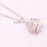Basketball Baseball Softball Pendant Necklace Alloy Rhinestone Crystal Round Collier Femme Sports Jewelry for Women Gift thumbnail-3