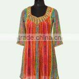 Read digital printed beading dress for casual wear