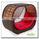 Audu Leisure Rattan Outdoor Sun Lounger With Canopy thumbnail-1