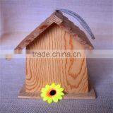 Pine Wood House Toy Wood Bird Nest Artificial Bird Nest With Two Window thumbnail-4