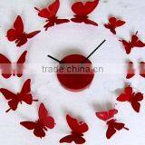 Red 12 Butterfly Sticker Wall Clock thumbnail-1