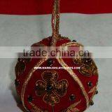 Zari Hand Embroidered Christmas Hanging Ball Shape Ornament thumbnail-1