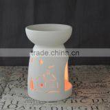 Hot Sale Porcelain White Christmas T-light Oil Burner With Hollow Design thumbnail-3