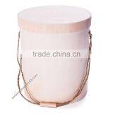 Best Price Unfinished Wood Crafts Cylidrical Veneer Box With Handle thumbnail-1