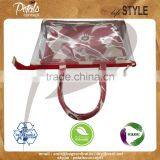 Designer Flora Print See Through Pvc Juco Tote Bag With Pouch thumbnail-4