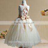 Girls Flower Dress Princess Party Pageant Formal Dress Crossed Back Sleeveless Lace Tulle Dress 4-9Y thumbnail-4