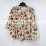 China Supplier Clearance Stock Lots Women Flower Print Chiffon Blouse thumbnail-6