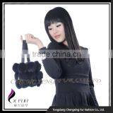 CX-H-08 High Quality Black Genuine Rabbit Fur Hand Bag Fur Pom Pom thumbnail-1