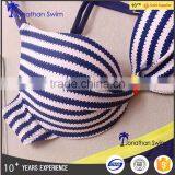 Sexy Popular Stripe Print Bandeau Top and Color Block Bottom Swimsuits. thumbnail-4