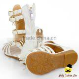 Kids Summer Plain Black PU Fringe Gladiator Boots With Zipper Little Girl Flattie Snadals Shoes thumbnail-6