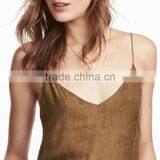Slight Sheen Women Sleeveless Spaghetti Straps Cami V-neckline Tank Tops thumbnail-2