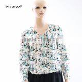 Ladies New Summer Fashionable Printed V Neck Design Long Sleeve Blouse thumbnail-1