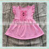 Wholesale Children Clothing Children's Pure Color Pink Small Fly Sleeve Dress thumbnail-1