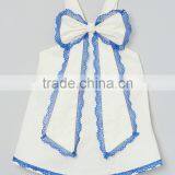 Newest Ivory And Blue Scalloped Lace Girls Top Adorable Infant Girl Tank Cotton Children Wear GD90428-13 thumbnail-1