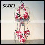 Lace Halter Swimsuit Sexy Split Swimsuit Thong Bikini Beach thumbnail-1