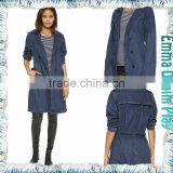 New Outwear Womens Tops Indigo Long Belt Fastening Denim Dresses