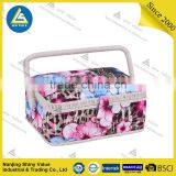 Rural Style Fabric Covered Sewing Basket Made by Hand thumbnail-4
