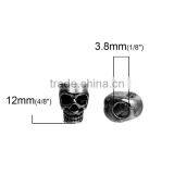 Zinc Based Alloy 3D Spacer Beads Skull Gunmetal thumbnail-2