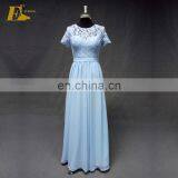 High Quality Lace Chiffon Long Bridesmaid Dress With Short Sleeve thumbnail-1