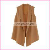 Simple Classic Brown Big Collar Sleeveless Jacket Suit Vest thumbnail-1