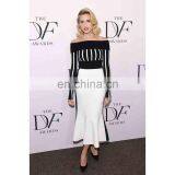 Amigo Long Sleeve Striped Off Shoulder Mermaid Sexy Elegant Party Bodycon Dresses Women Modest thumbnail-2