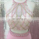 Hot Sale Two-Piece Heavy Beaded Chiffon Pink Evening Dresses LX284 thumbnail-2