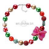 Christmas Girl Necklace With Bow Kids Chunky Bubble Beads Necklace Holiday Gift thumbnail-2