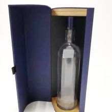 Round Bottle Wine Luxury Cardboard Folding Packaging Blue Gift Packaging Wine Box