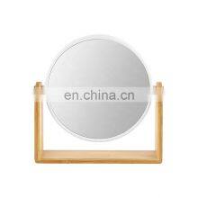 Household Bathroom Bamboo 2 Sided Makeup Mirror Cosmetic Standing Mirror
