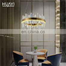 HUAYI Light Luxury Style Living Room Decorative Modern Gold LED Crystal Chandelier Pendant Light thumbnail-3