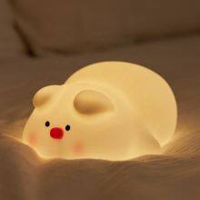 Cute Rechargeable Led Soft Touch Nursery Lamp Bunny Pink Pig Silicone Night Light For Kids Light Up Silicone Animal Night Light thumbnail-6