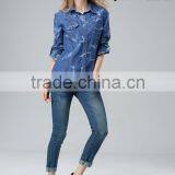 High Quality Garment Factory Wholesale Extra Long Shirt Dress Long Sleeves Wholesale Button Down Maxi Long Denim Dress thumbnail-2