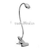 LED Clip Desk Lamp Clamp 3w Warm White Table Laptop Reading Bed Flexible Neck Sliver Head Light USB