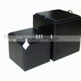 Faux Leather S/2 Square Large and Small Ottoman thumbnail-1