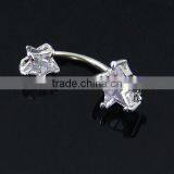 Star Purple Crystal Navel Belly Button Barbell Rings Rhinestone Barbell thumbnail-1