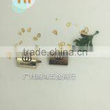 Light Gold Rectangle Custom Metal Logo Labels for Handbags thumbnail-2